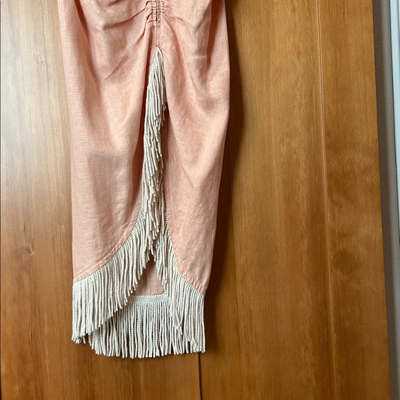 Just Bee Queen Peach Ruched Skirt with Fringe - Picture 2 of 2